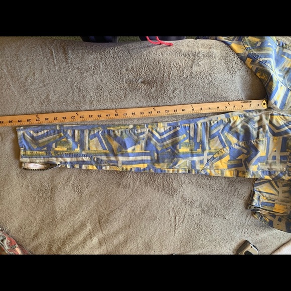 * NWOT Monika Chiang Skinny jeans blue yellow geometric $245 - Picture 9 of 9